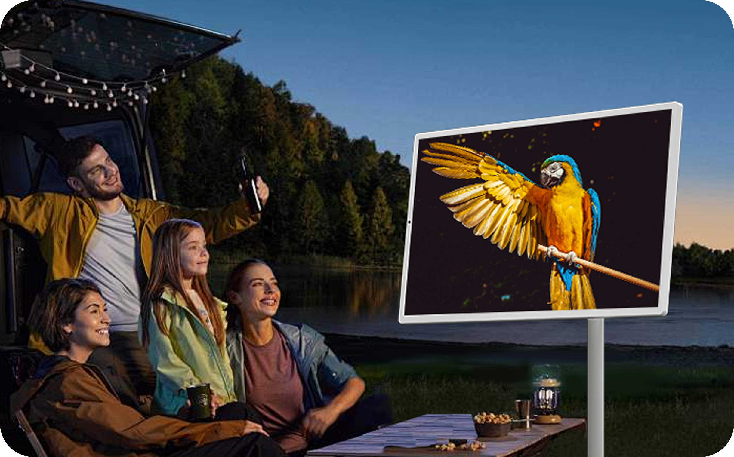 Portable Smart TV used outdoors